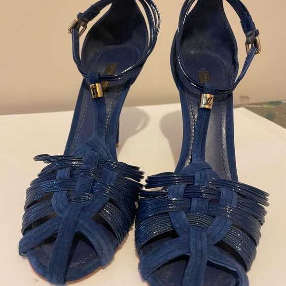 Louis Vuitton Strappy Blue Heels - Picture 1 of 9